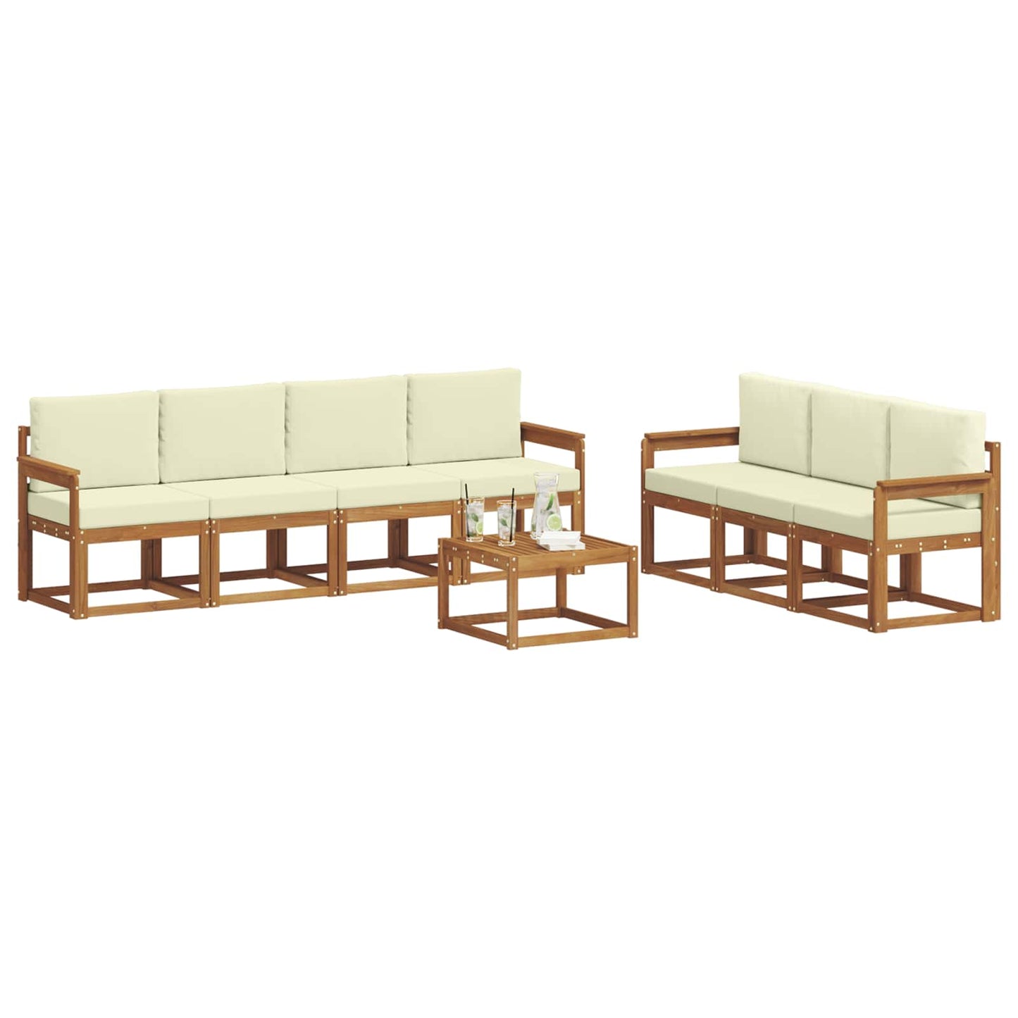 Outdoor-Sofagarnitur 8 stk. Natur und Creme