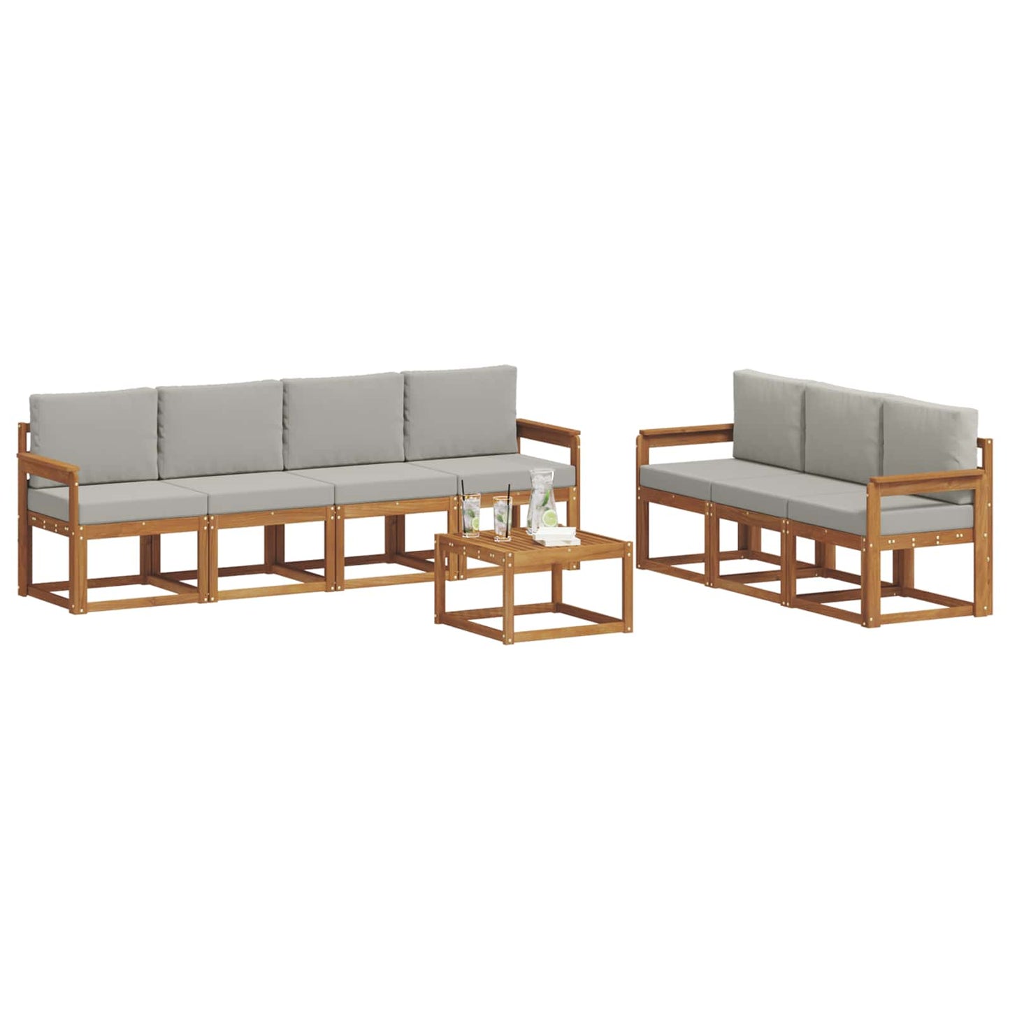 Outdoor-Sofagarnitur mit Kissen 8 pcs Natürlich und Hellgrau