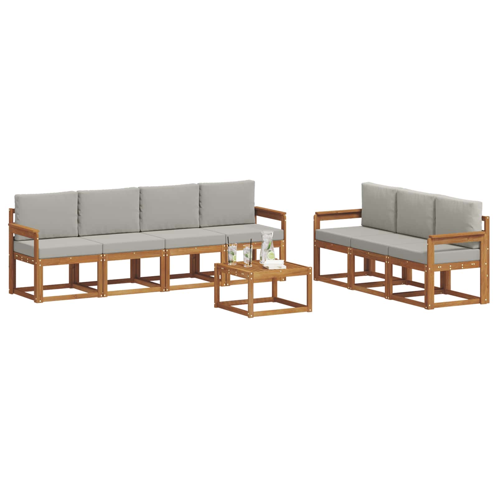 Outdoor-Sofagarnitur mit Kissen 8 pcs Natürlich und Hellgrau