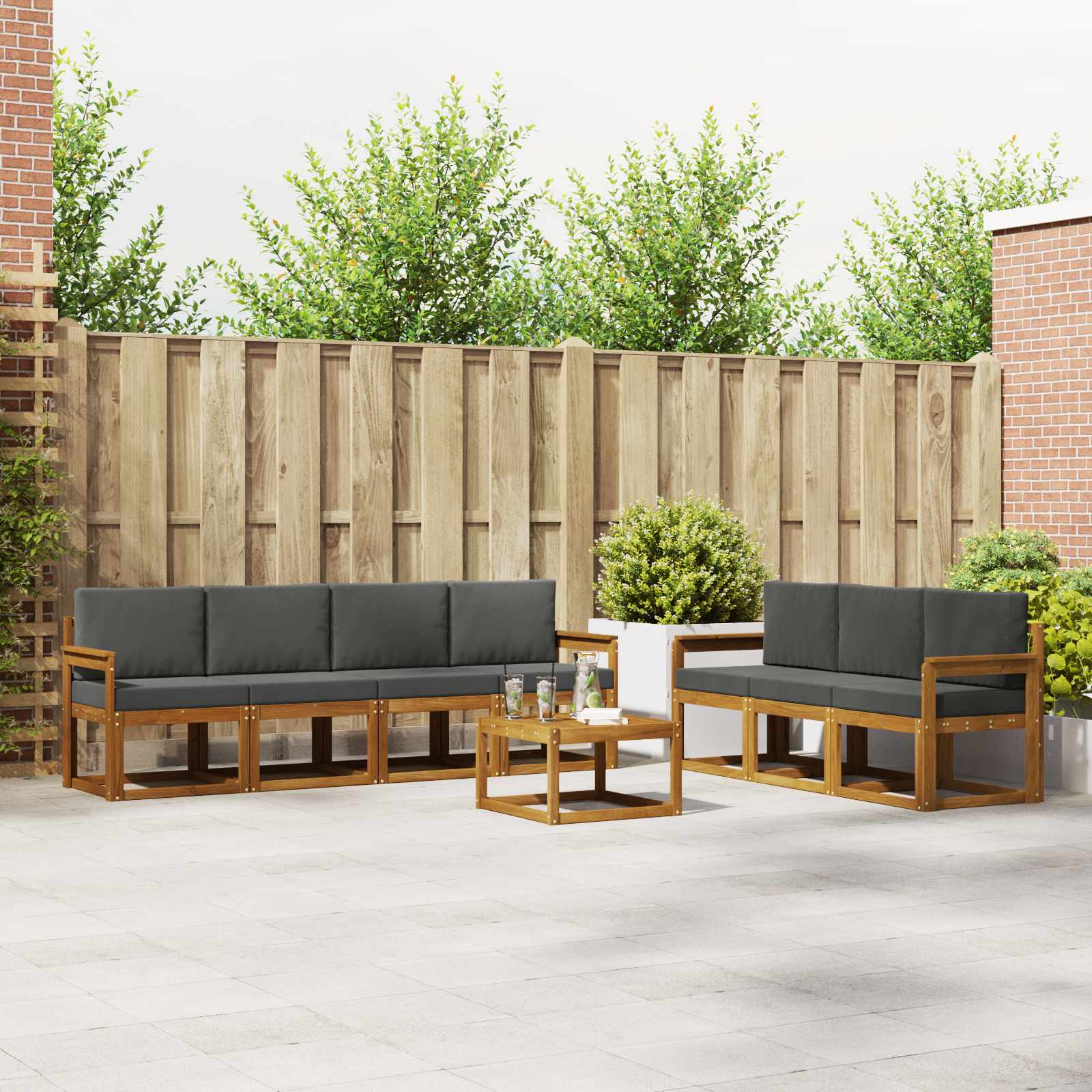 Outdoor-Sofagarnitur 8 stk. Natur und Anthrazit