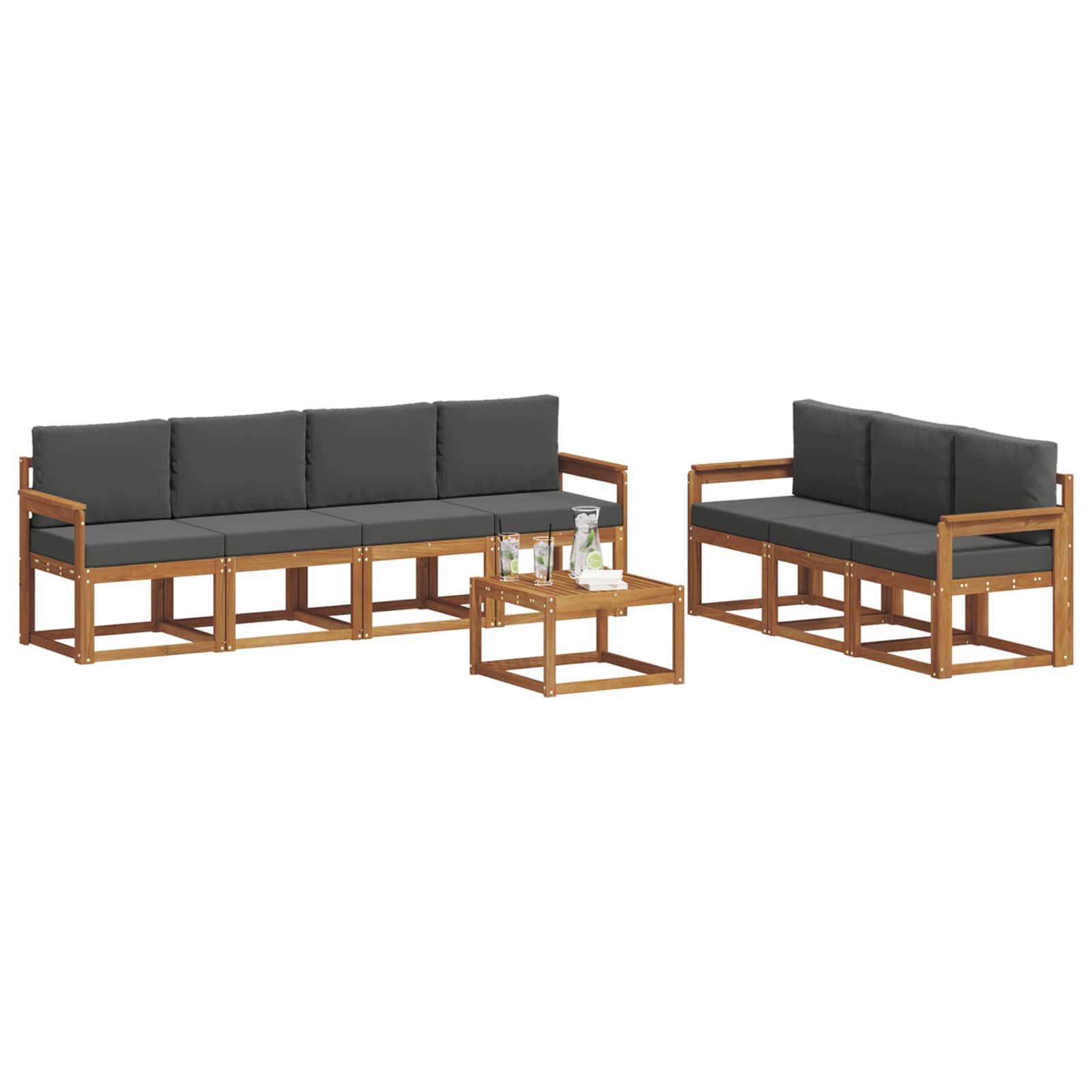 Outdoor-Sofagarnitur 8 stk. Natur und Anthrazit