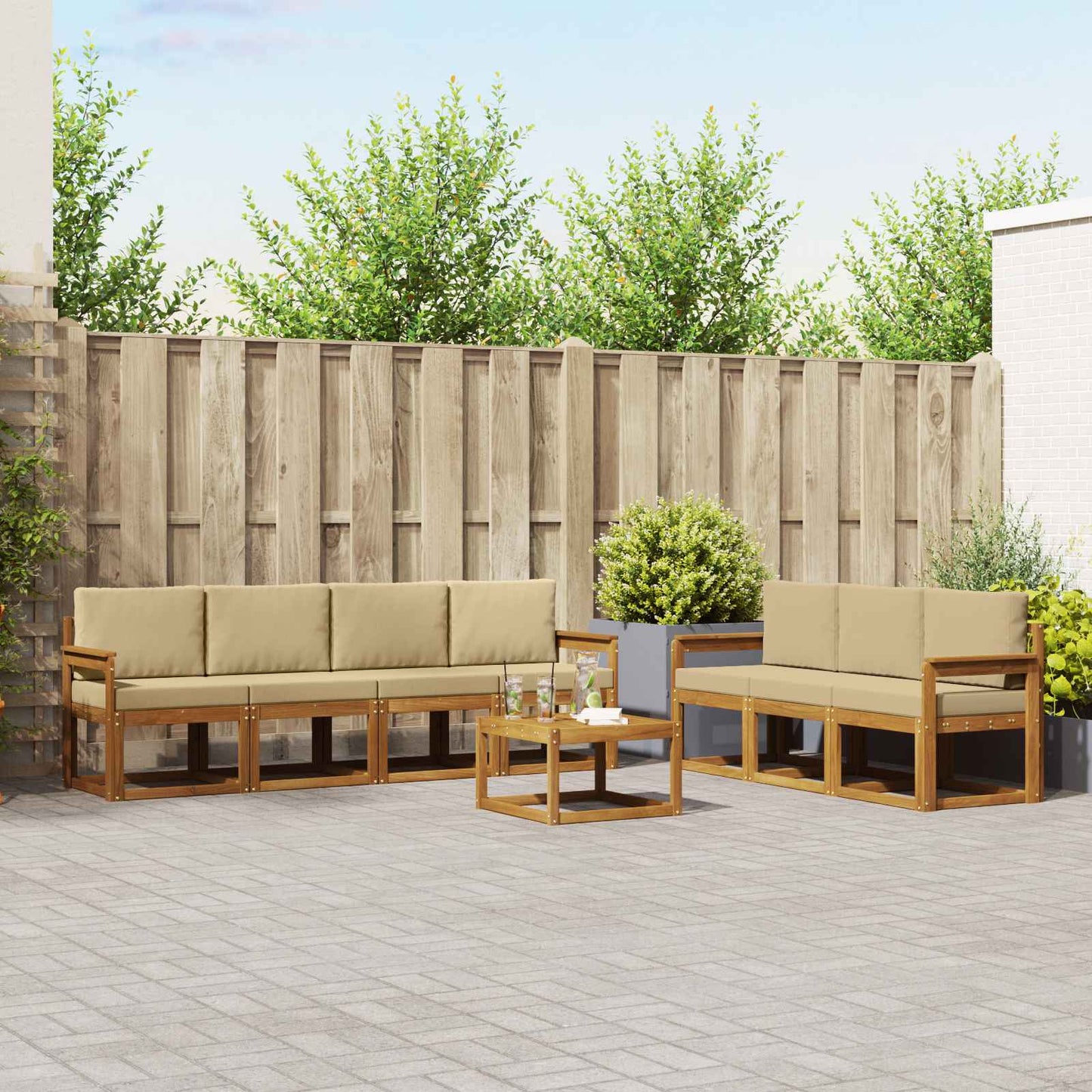 Outdoor-Sofagarnitur 8 stk. Natur und Beige