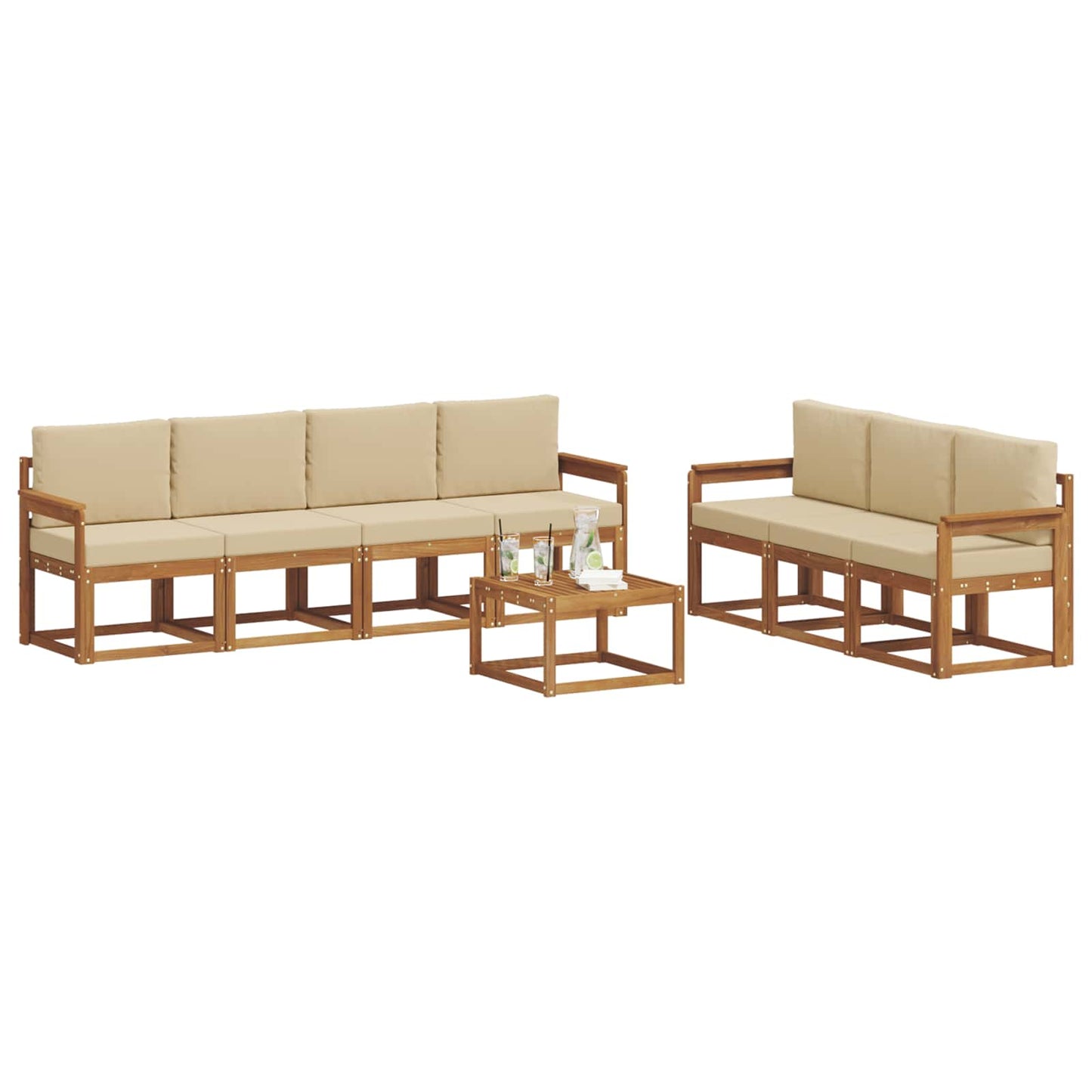 Outdoor-Sofagarnitur 8 stk. Natur und Beige
