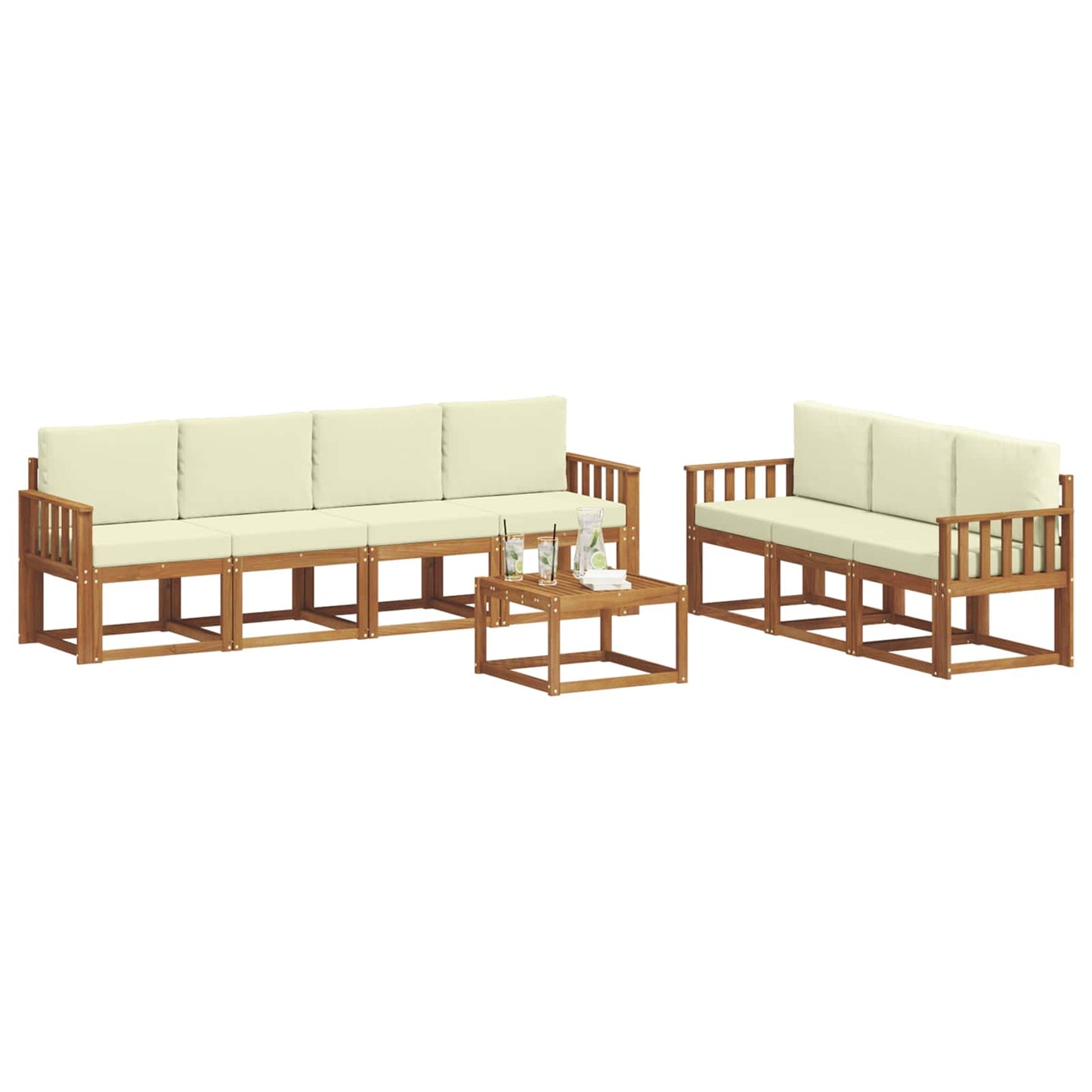 Outdoor-Sofagarnitur 8 stk. Natur und Creme