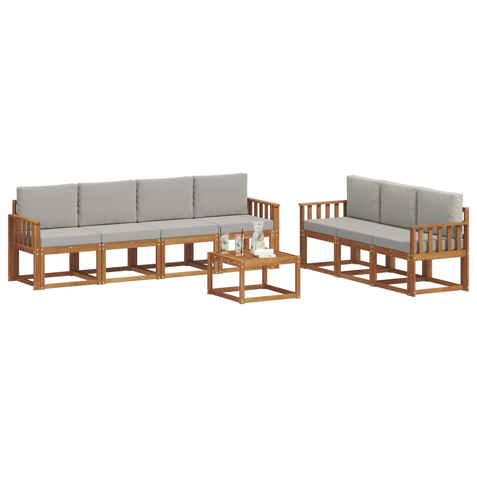 Outdoor-Sofagarnitur mit Kissen 8 pcs Natürlich und Hellgrau