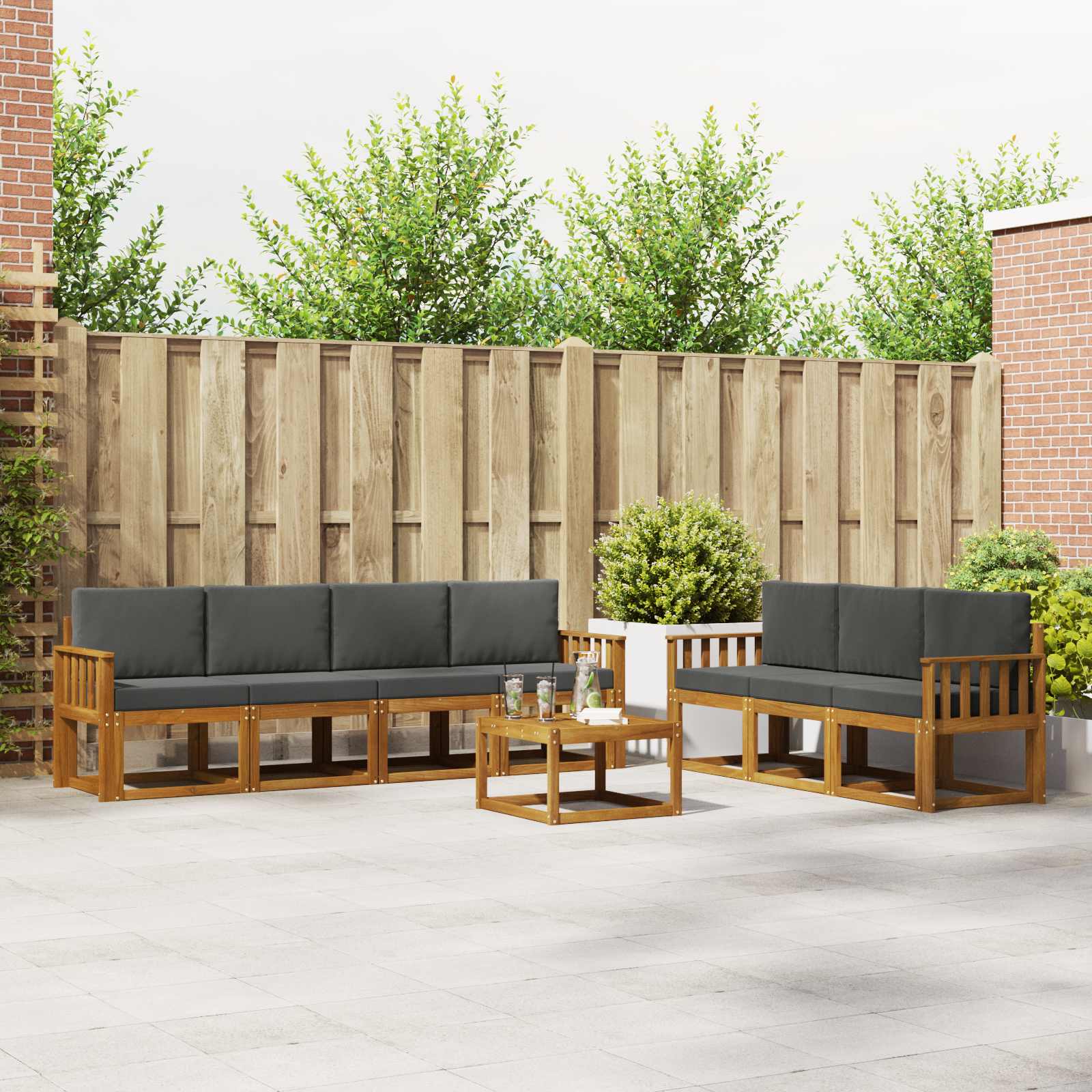 Outdoor-Sofagarnitur 8 stk. Natur und Anthrazit