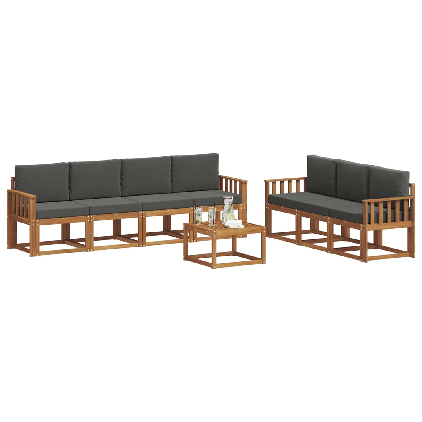 Outdoor-Sofagarnitur 8 stk. Natur und Anthrazit