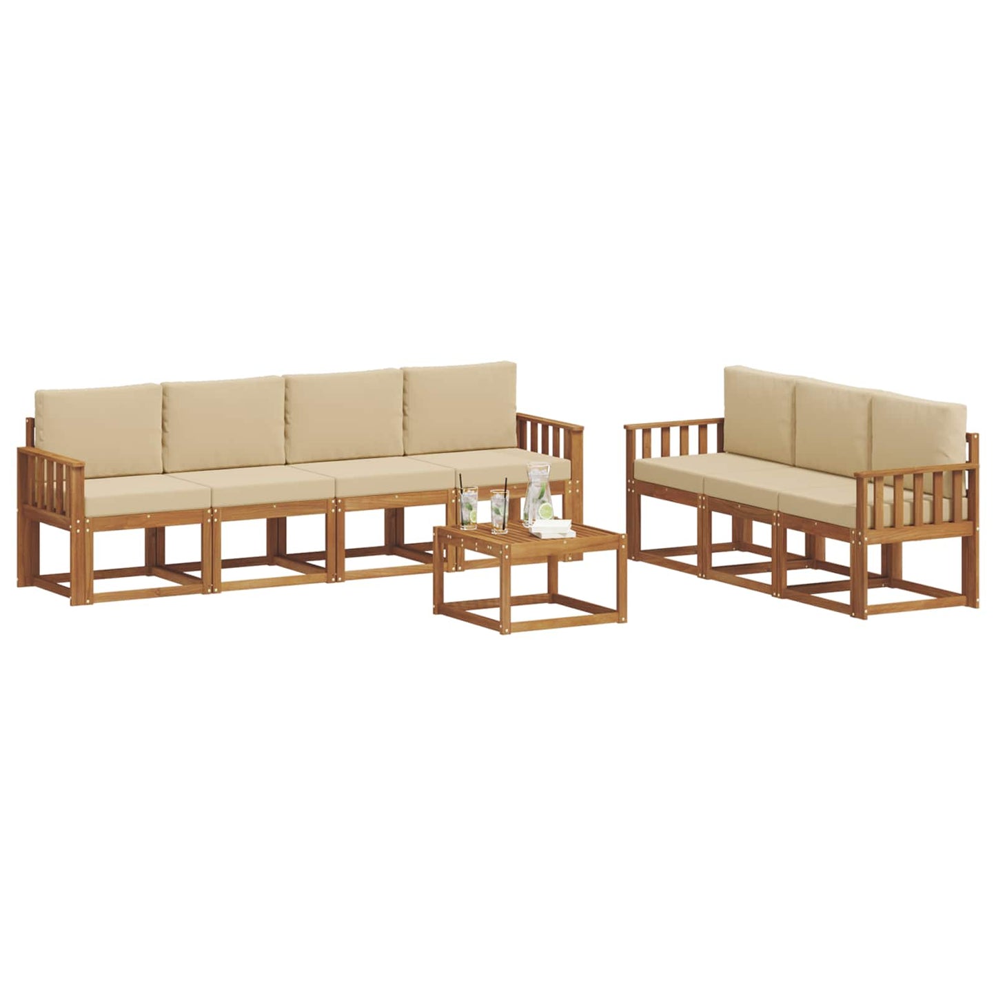 Outdoor-Sofagarnitur 8 stk. Natur und Beige