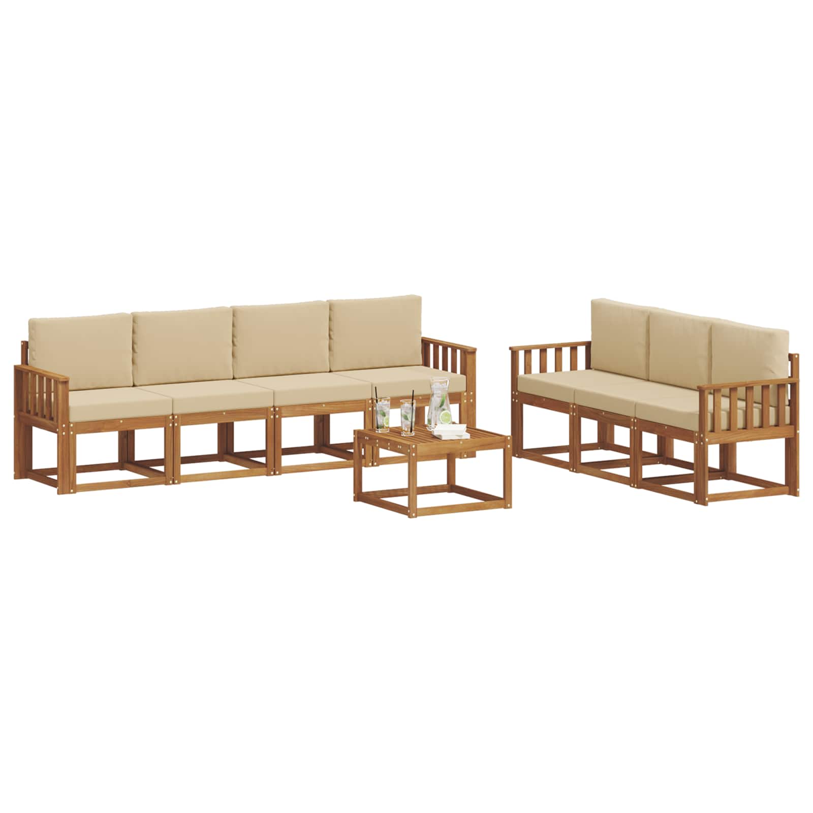 Outdoor-Sofagarnitur 8 stk. Natur und Beige