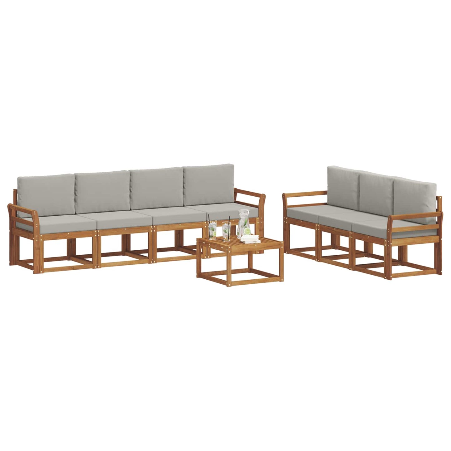 Outdoor-Sofagarnitur mit Kissen 8 pcs Natürlich und Hellgrau