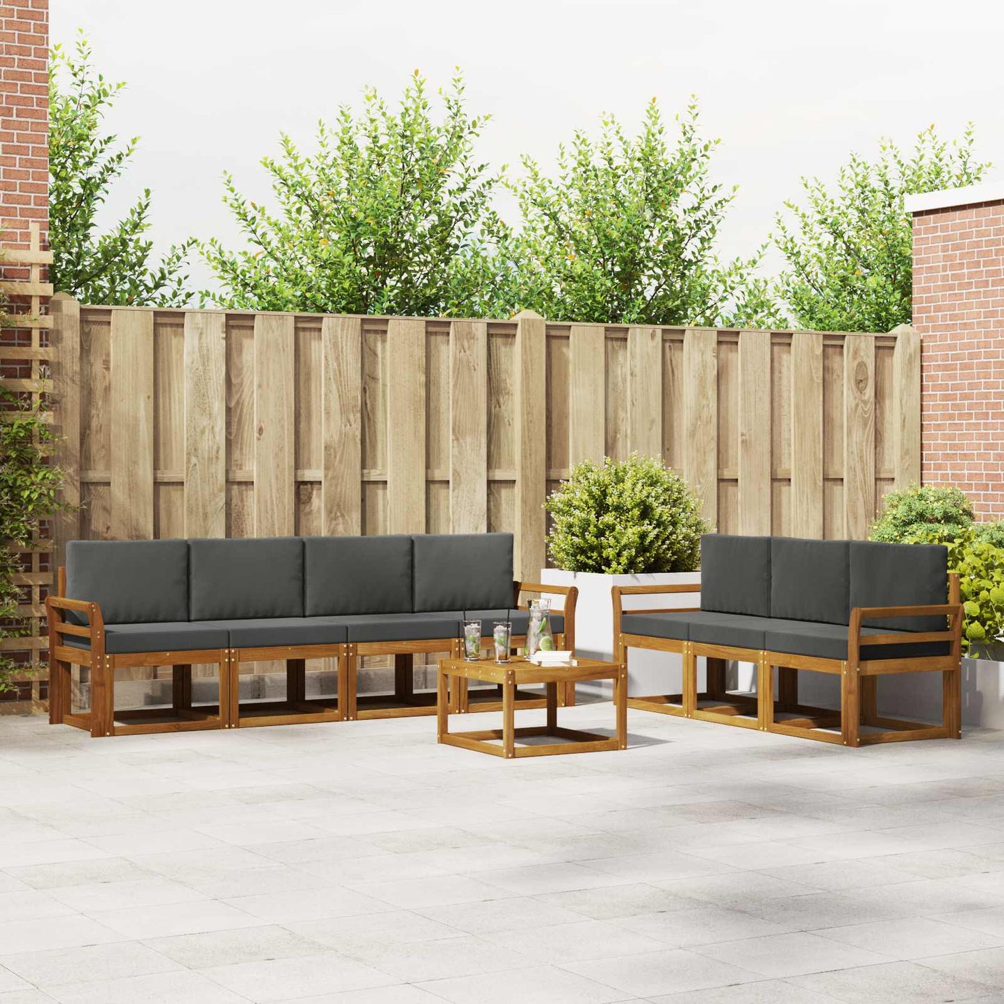 Outdoor-Sofagarnitur 8 stk. Natur und Anthrazit