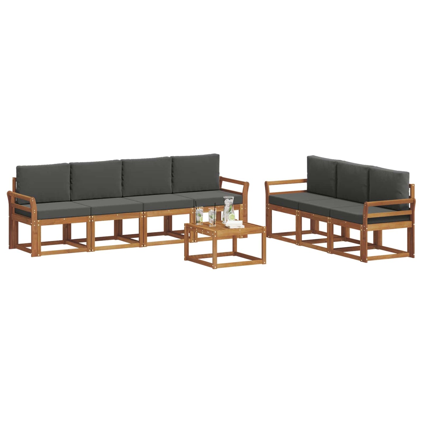 Outdoor-Sofagarnitur 8 stk. Natur und Anthrazit