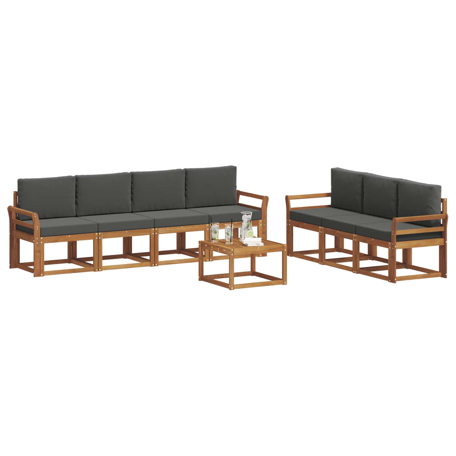 Outdoor-Sofagarnitur 8 stk. Natur und Anthrazit