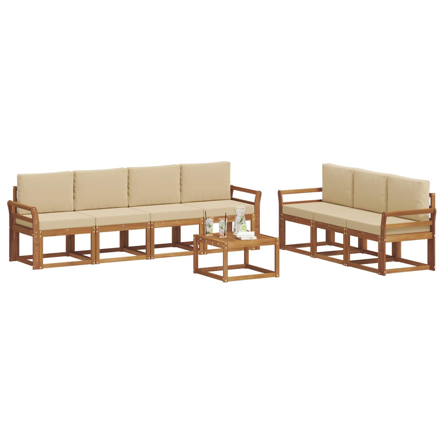 Outdoor-Sofagarnitur 8 stk. Natur und Beige