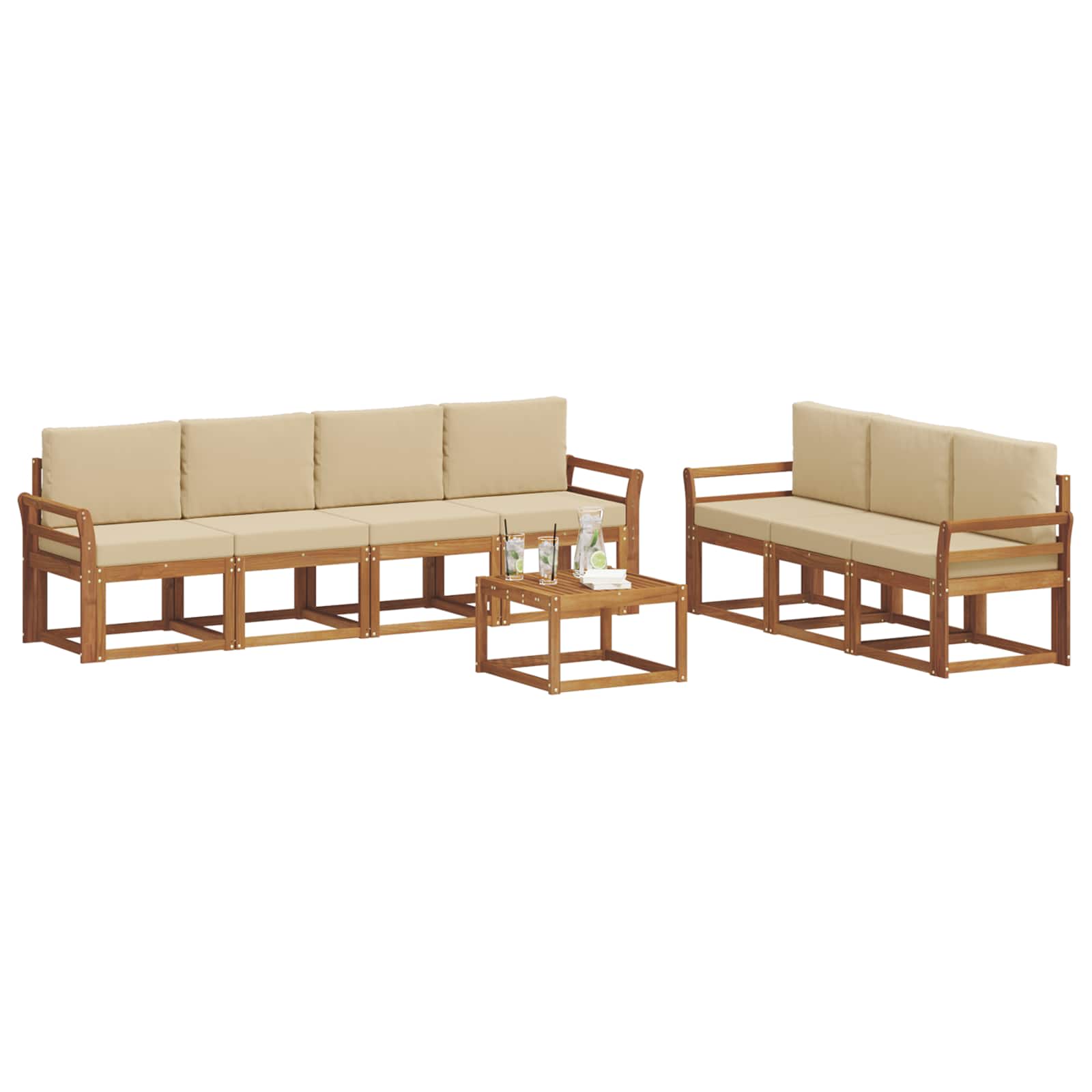 Outdoor-Sofagarnitur 8 stk. Natur und Beige