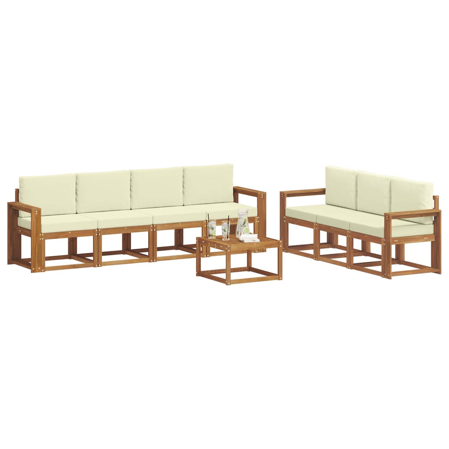 Outdoor-Sofagarnitur 8 stk. Natur und Creme