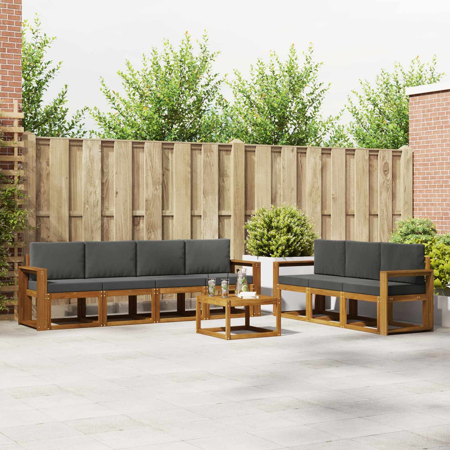 Outdoor-Sofagarnitur 8 stk. Natur und Anthrazit