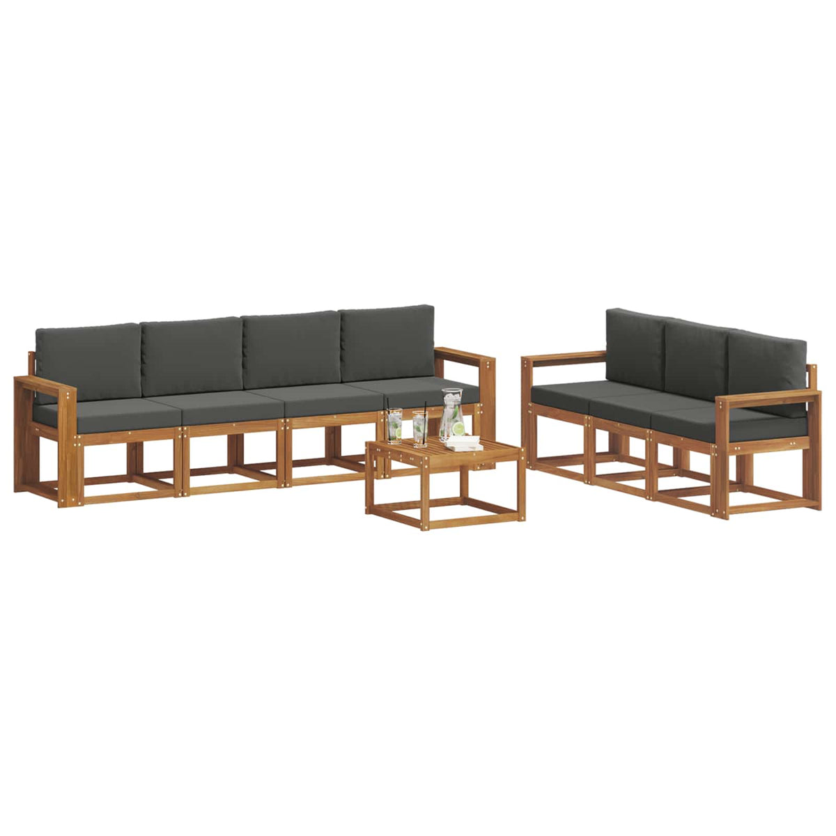 Outdoor-Sofagarnitur 8 stk. Natur und Anthrazit