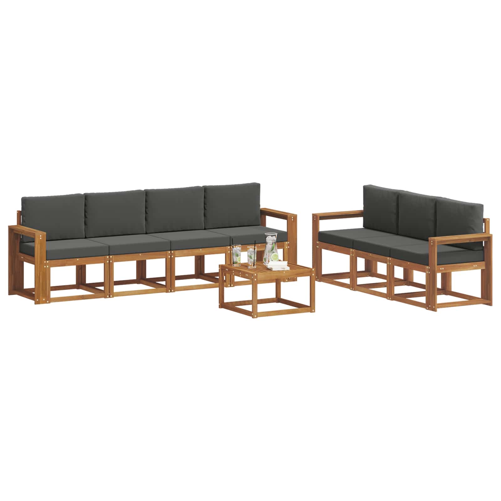 Outdoor-Sofagarnitur 8 stk. Natur und Anthrazit