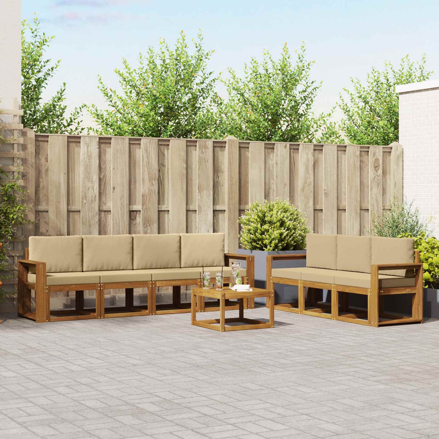 Outdoor-Sofagarnitur 8 stk. Natur und Beige