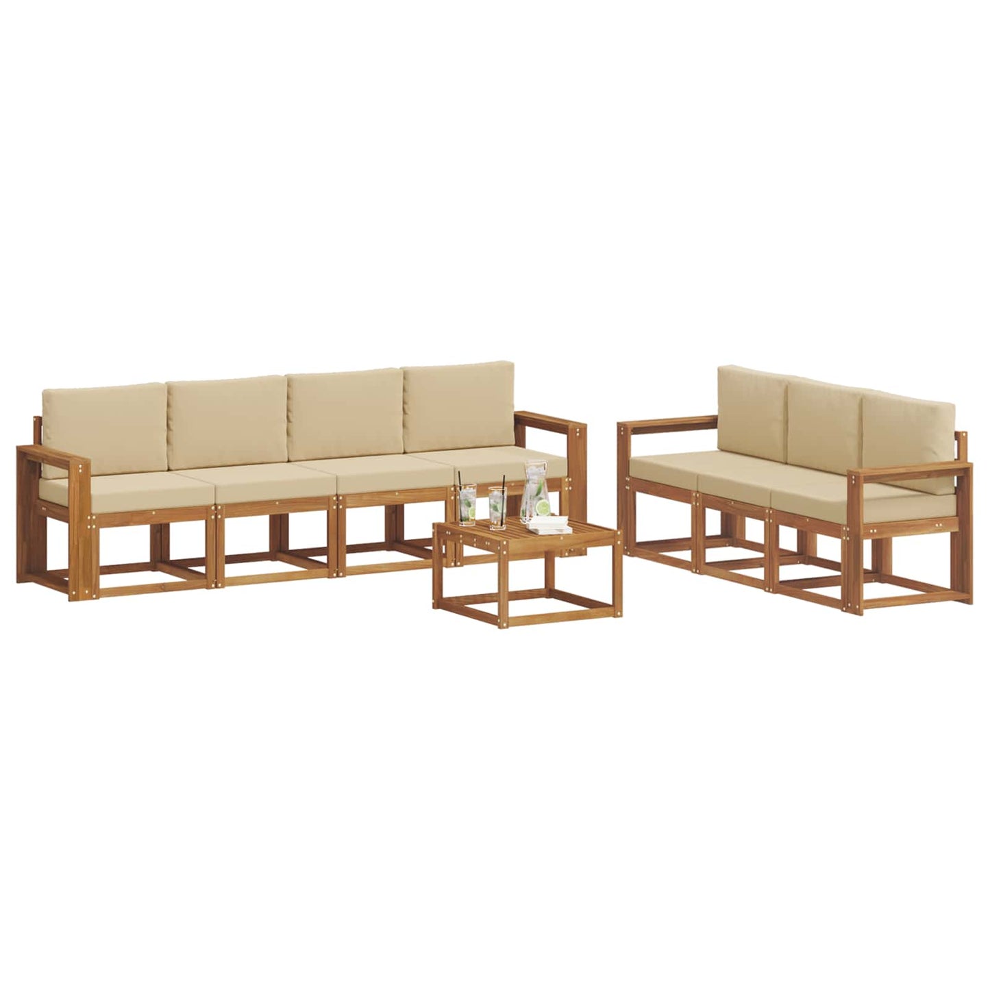Outdoor-Sofagarnitur 8 stk. Natur und Beige