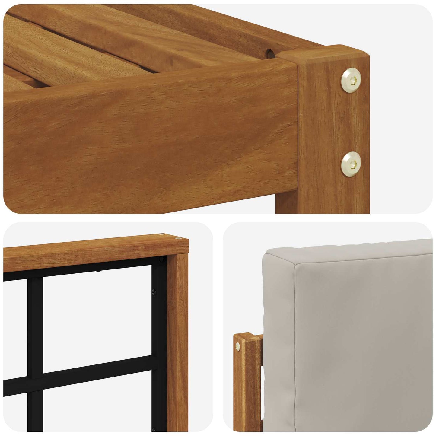 Outdoor-Sofagarnitur mit Kissen 8 pcs Natürlich und Hellgrau
