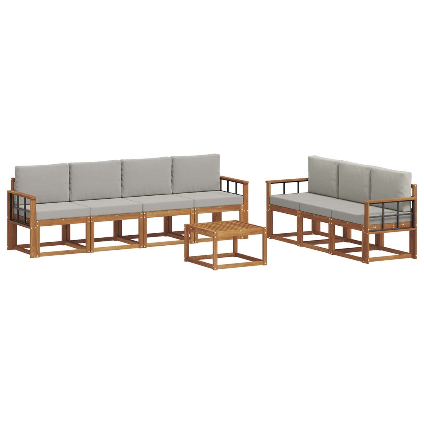 Outdoor-Sofagarnitur mit Kissen 8 pcs Natürlich und Hellgrau