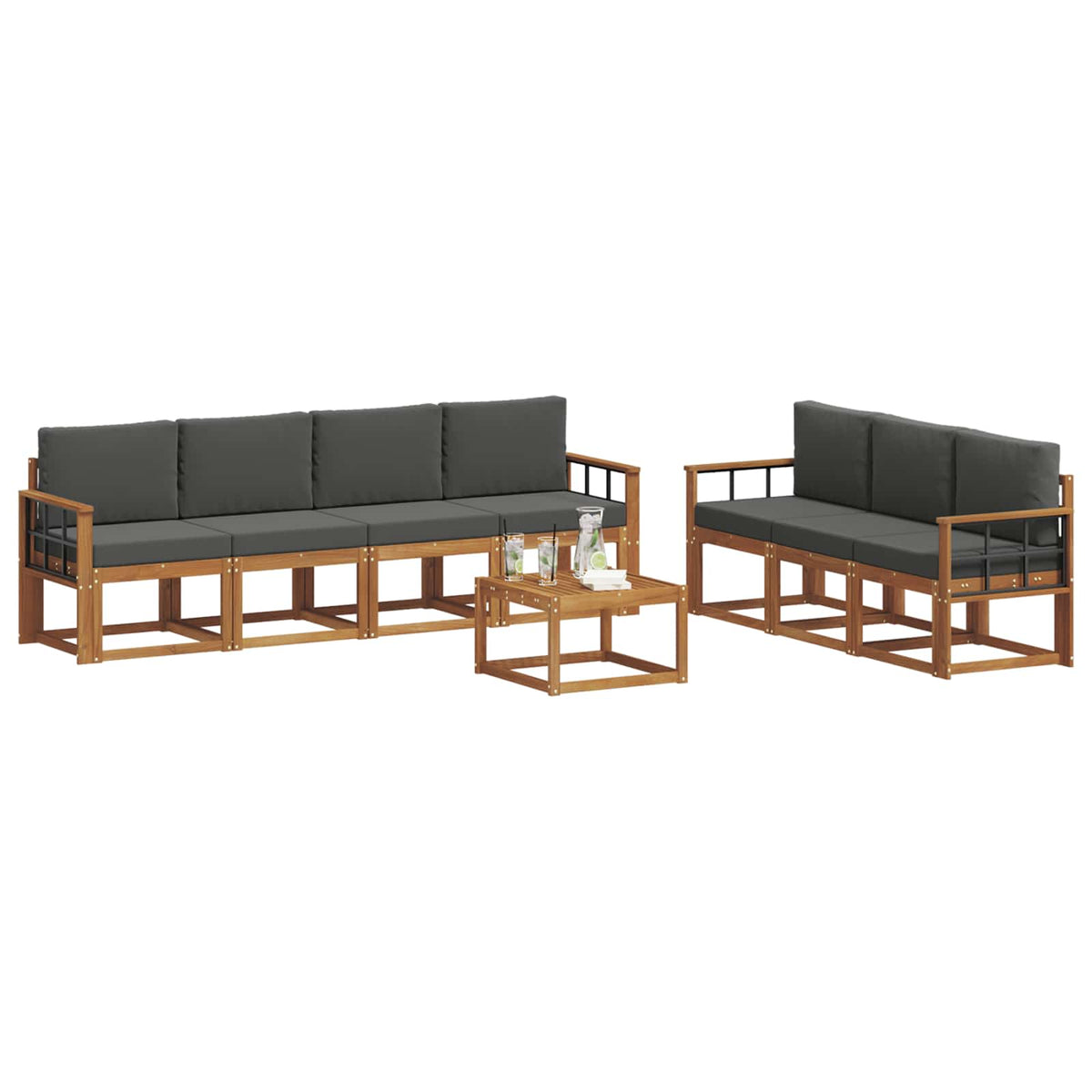 Outdoor-Sofagarnitur 8 stk. Natur und Anthrazit