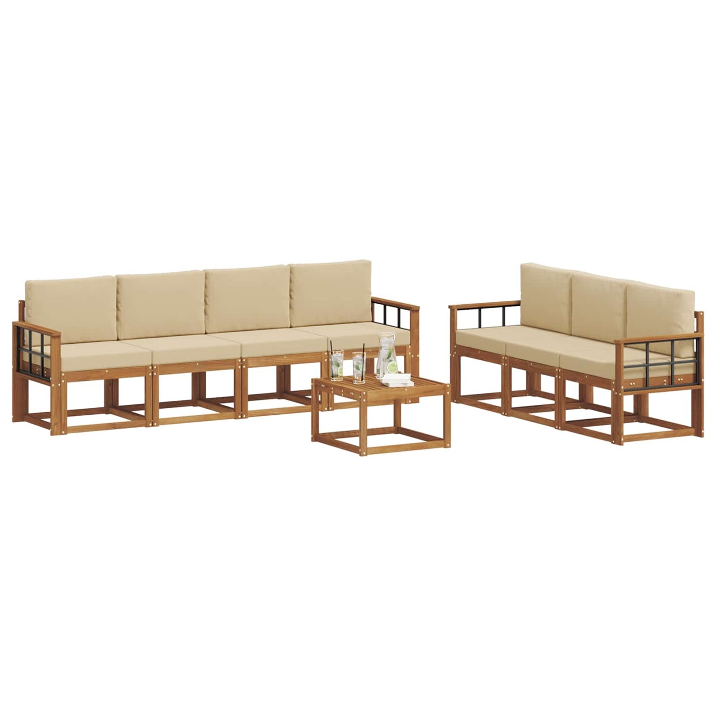 Outdoor-Sofagarnitur 8 stk. Natur und Beige
