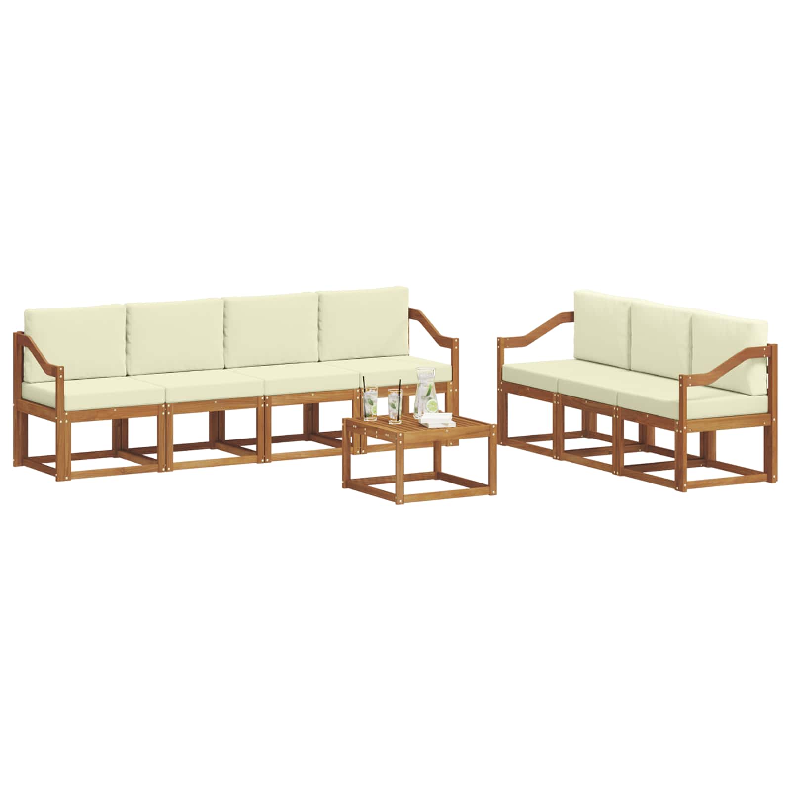 Outdoor-Sofagarnitur 8 stk. Natur und Creme
