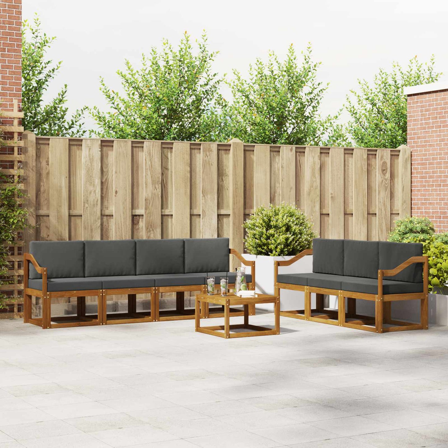 Outdoor-Sofagarnitur 8 stk. Natur und Anthrazit