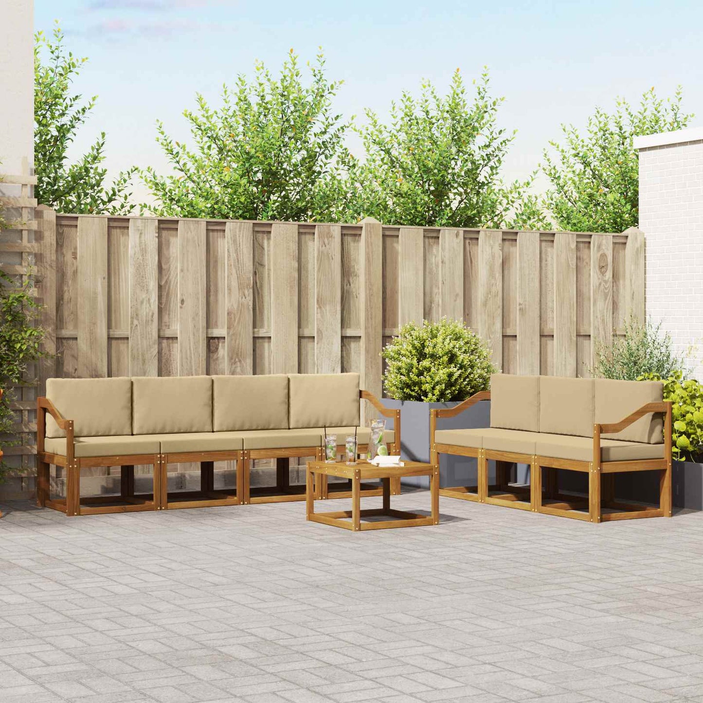 Outdoor-Sofagarnitur 8 stk. Natur und Beige