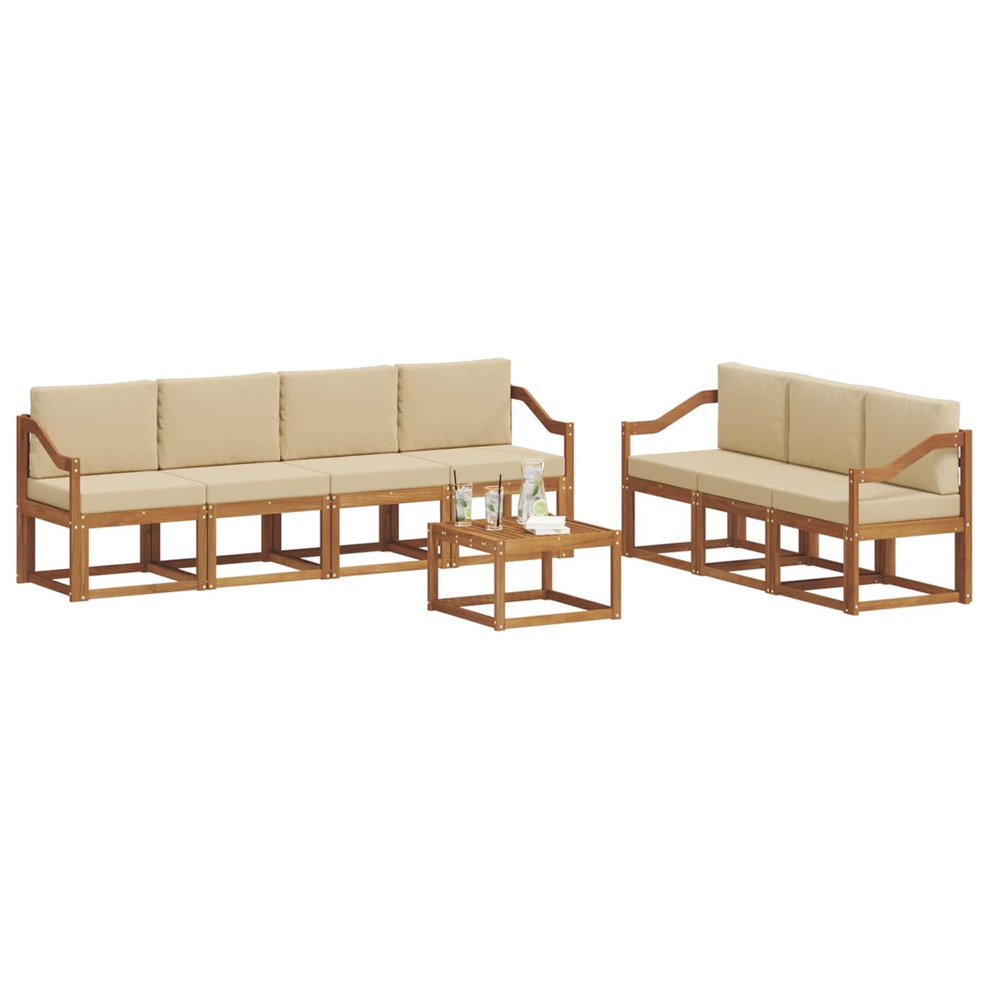 Outdoor-Sofagarnitur 8 stk. Natur und Beige