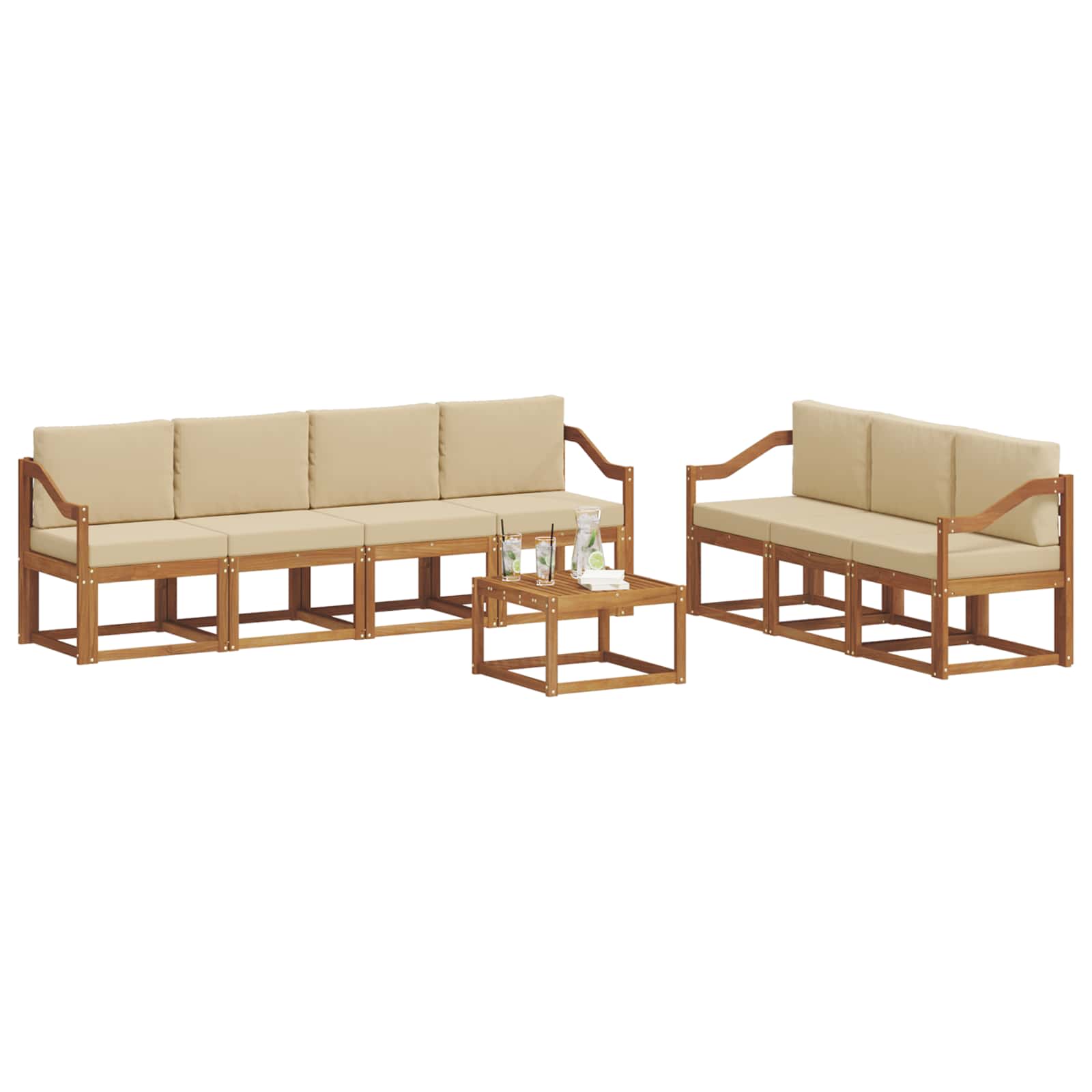 Outdoor-Sofagarnitur 8 stk. Natur und Beige