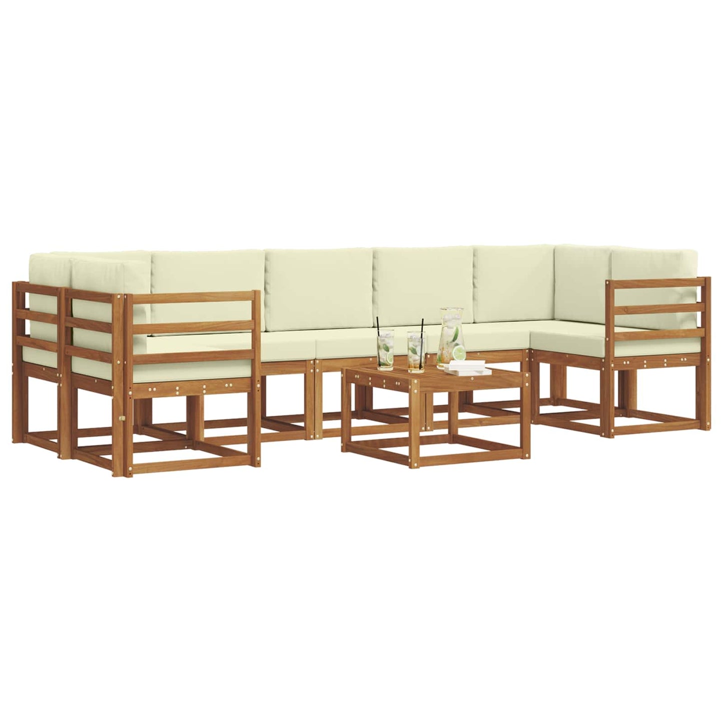 Outdoor-Sofagarnitur 8 stk. Natur und Creme