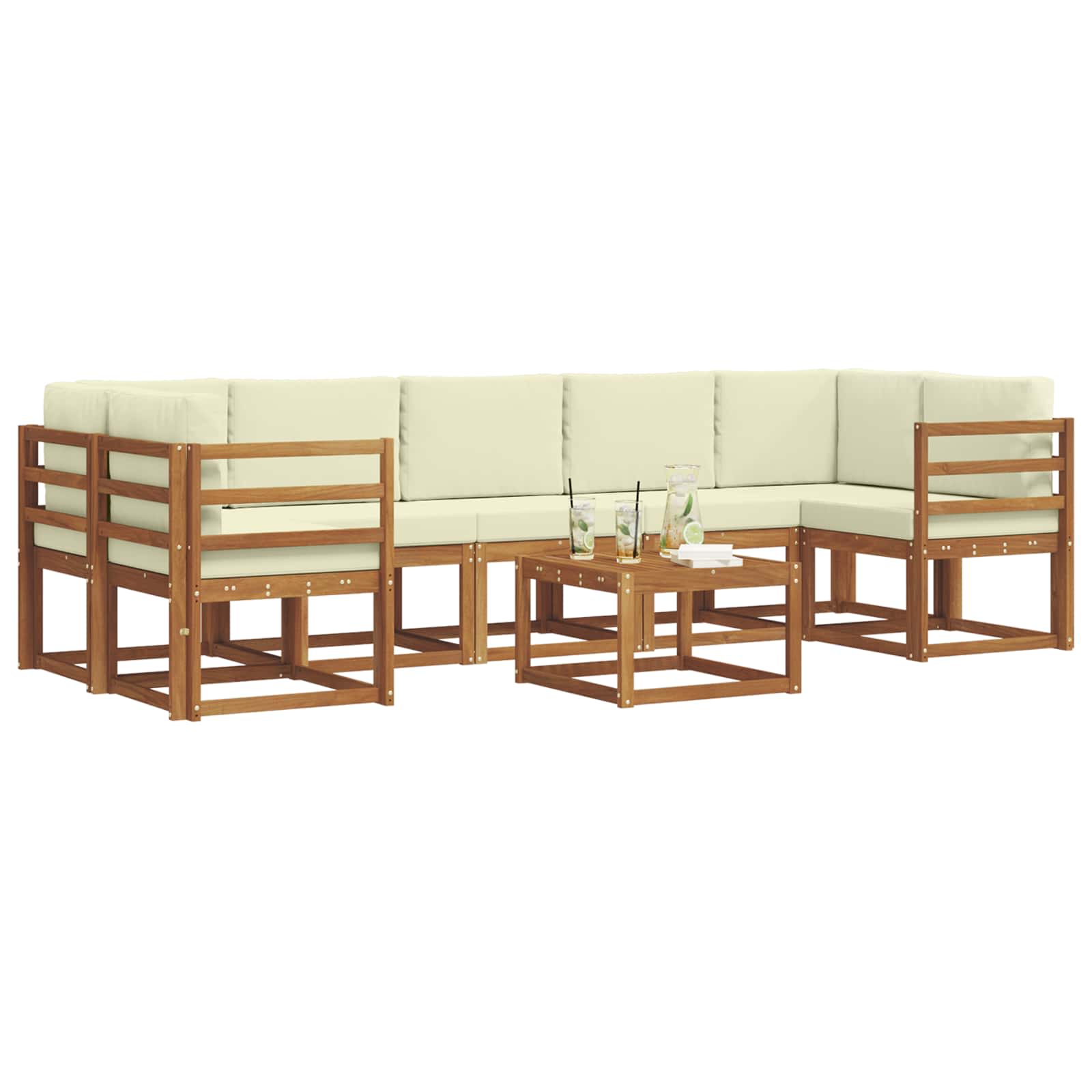 Outdoor-Sofagarnitur 8 stk. Natur und Creme