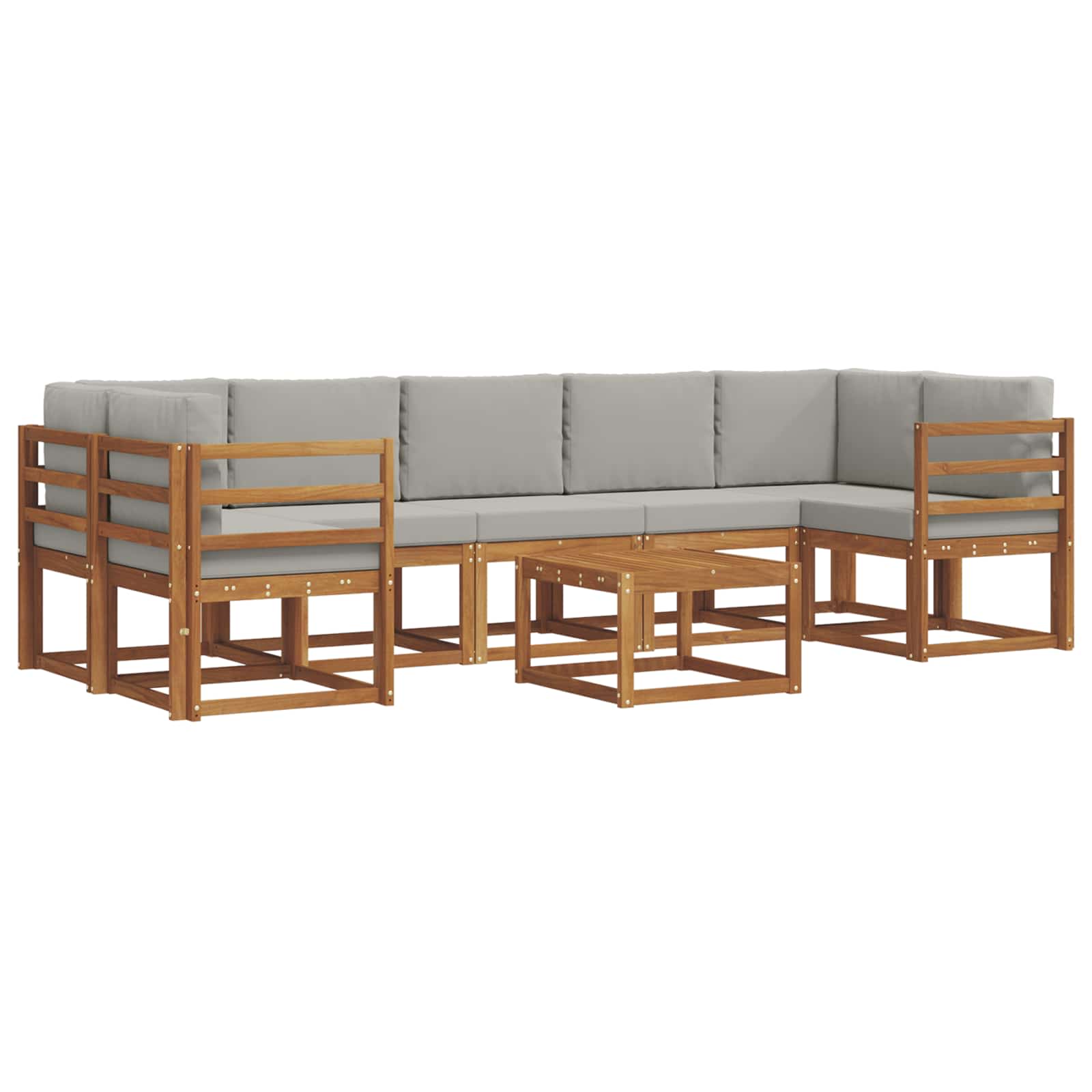 Outdoor-Sofagarnitur mit Kissen 8 pcs Natürlich und Hellgrau