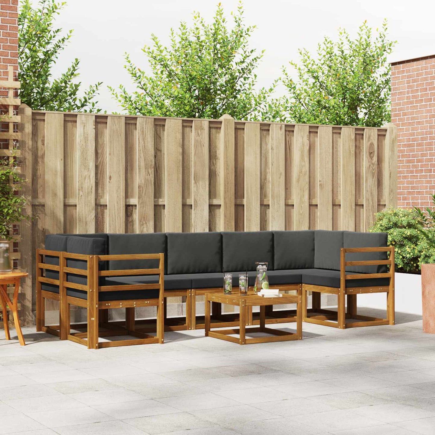 Outdoor-Sofagarnitur 8 stk. Natur und Anthrazit