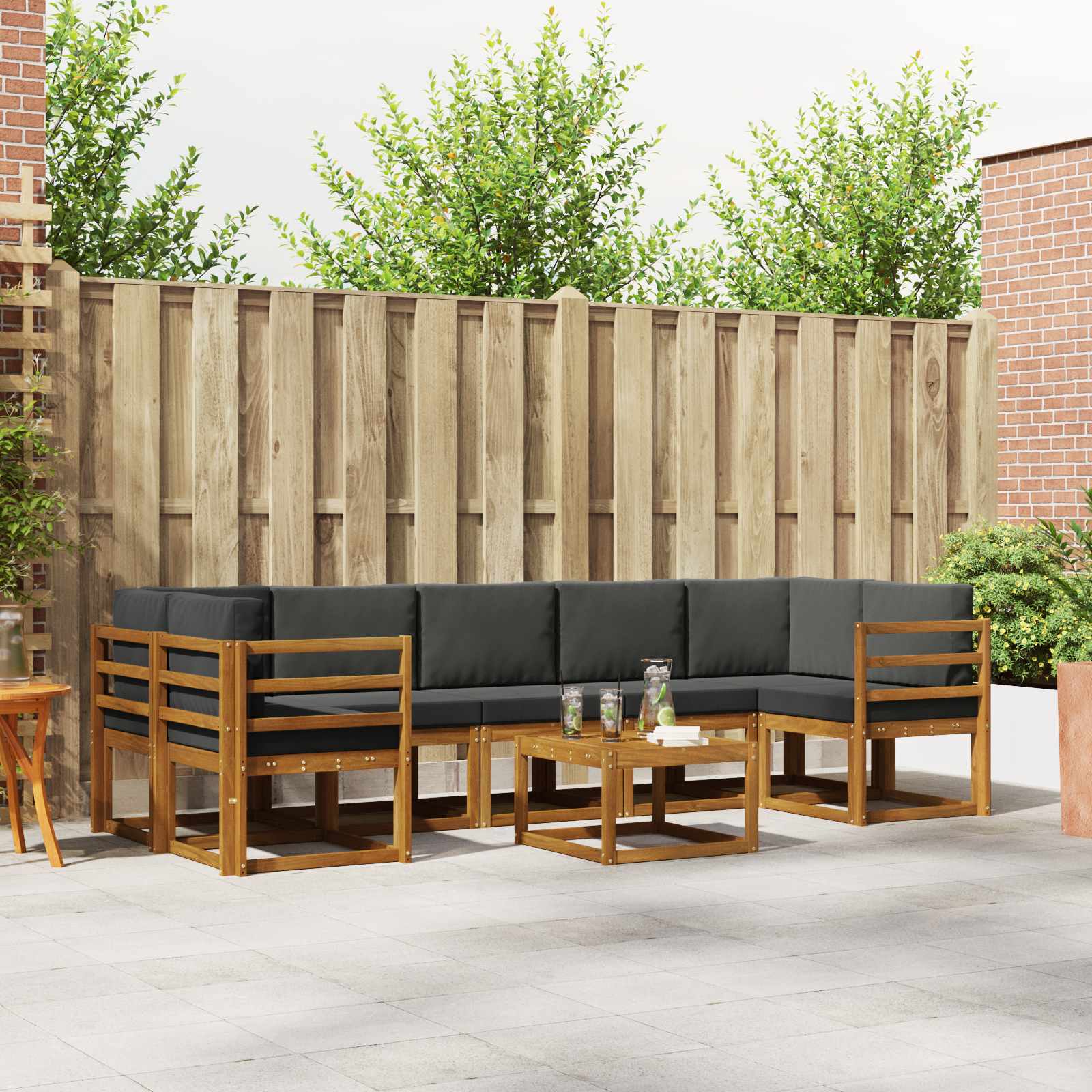 Outdoor-Sofagarnitur 8 stk. Natur und Anthrazit