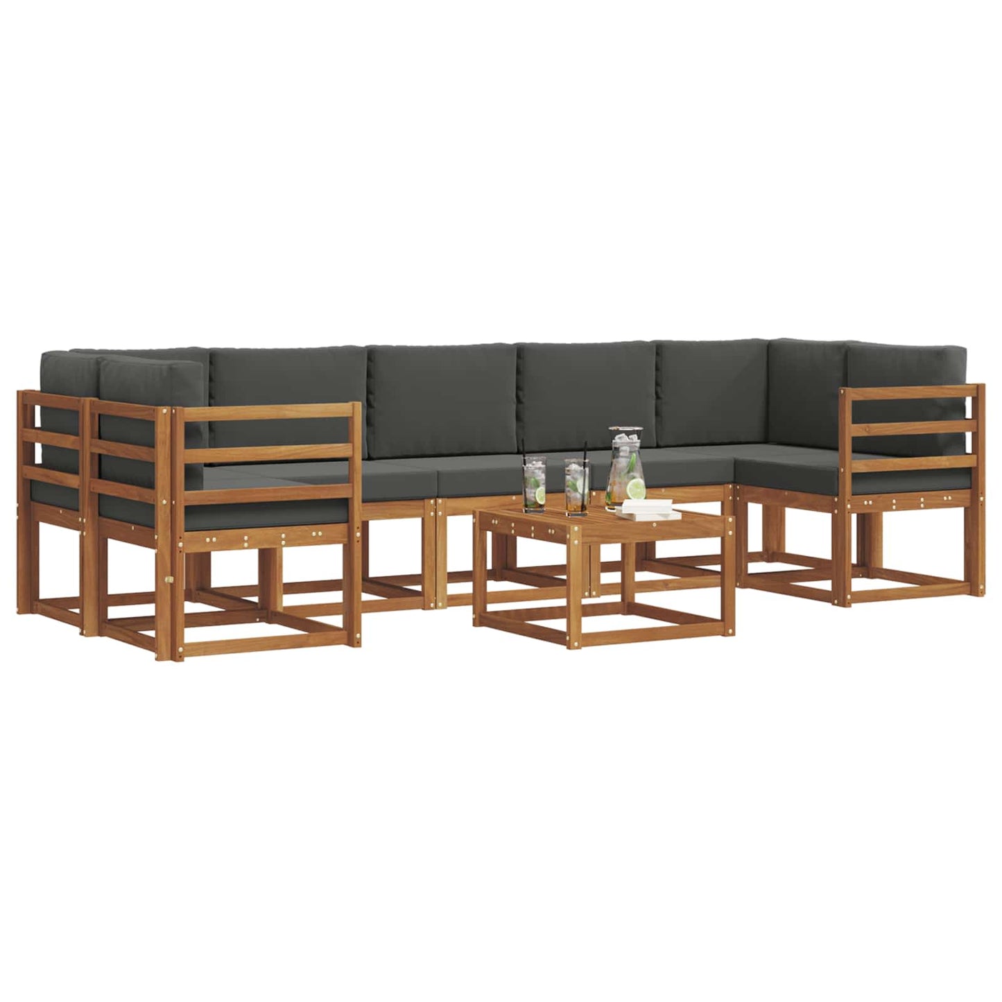 Outdoor-Sofagarnitur 8 stk. Natur und Anthrazit