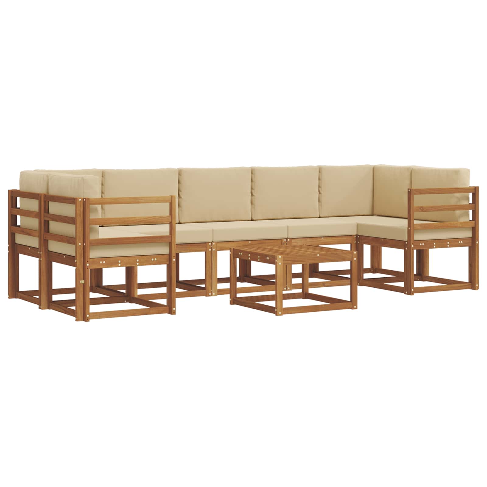 Outdoor-Sofagarnitur mit Kissen 8 pcs Natur und Beige