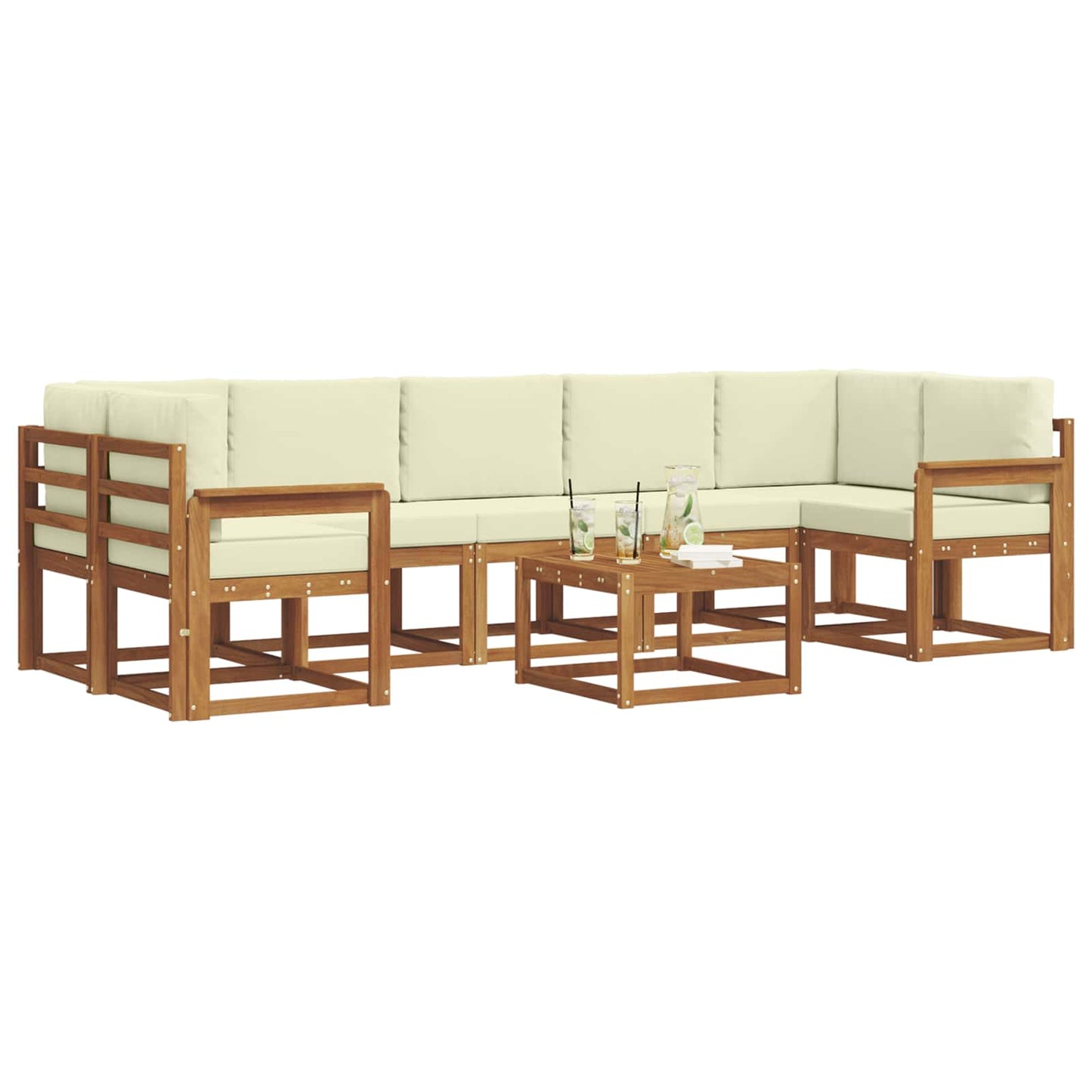 Outdoor-Sofagarnitur 8 stk. Natur und Creme