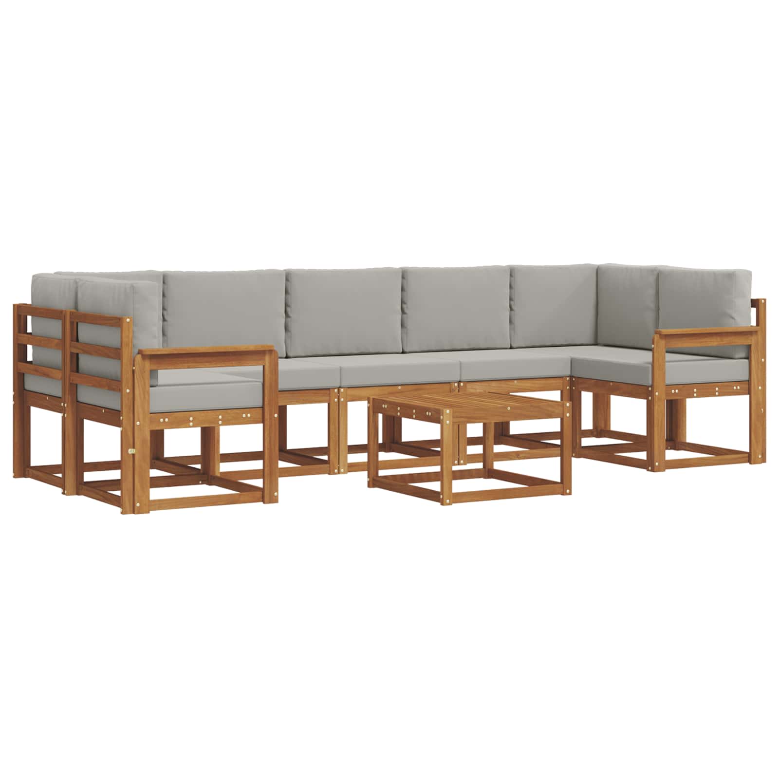 Outdoor-Sofagarnitur mit Kissen 8 pcs Natürlich und Hellgrau