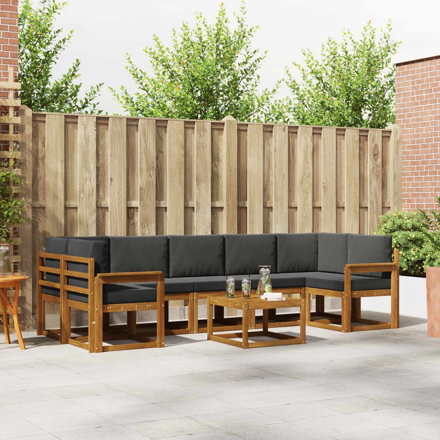 Outdoor-Sofagarnitur 8 stk. Natur und Anthrazit