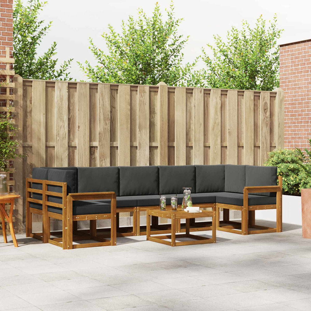 Outdoor-Sofagarnitur 8 stk. Natur und Anthrazit