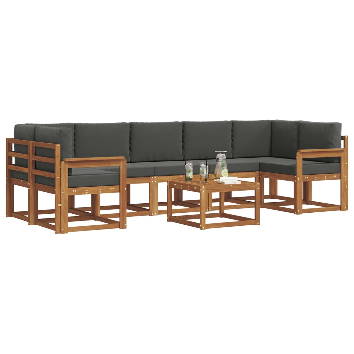 Outdoor-Sofagarnitur 8 stk. Natur und Anthrazit