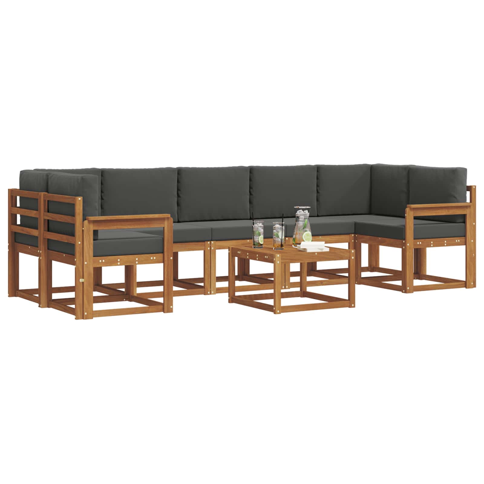 Outdoor-Sofagarnitur 8 stk. Natur und Anthrazit
