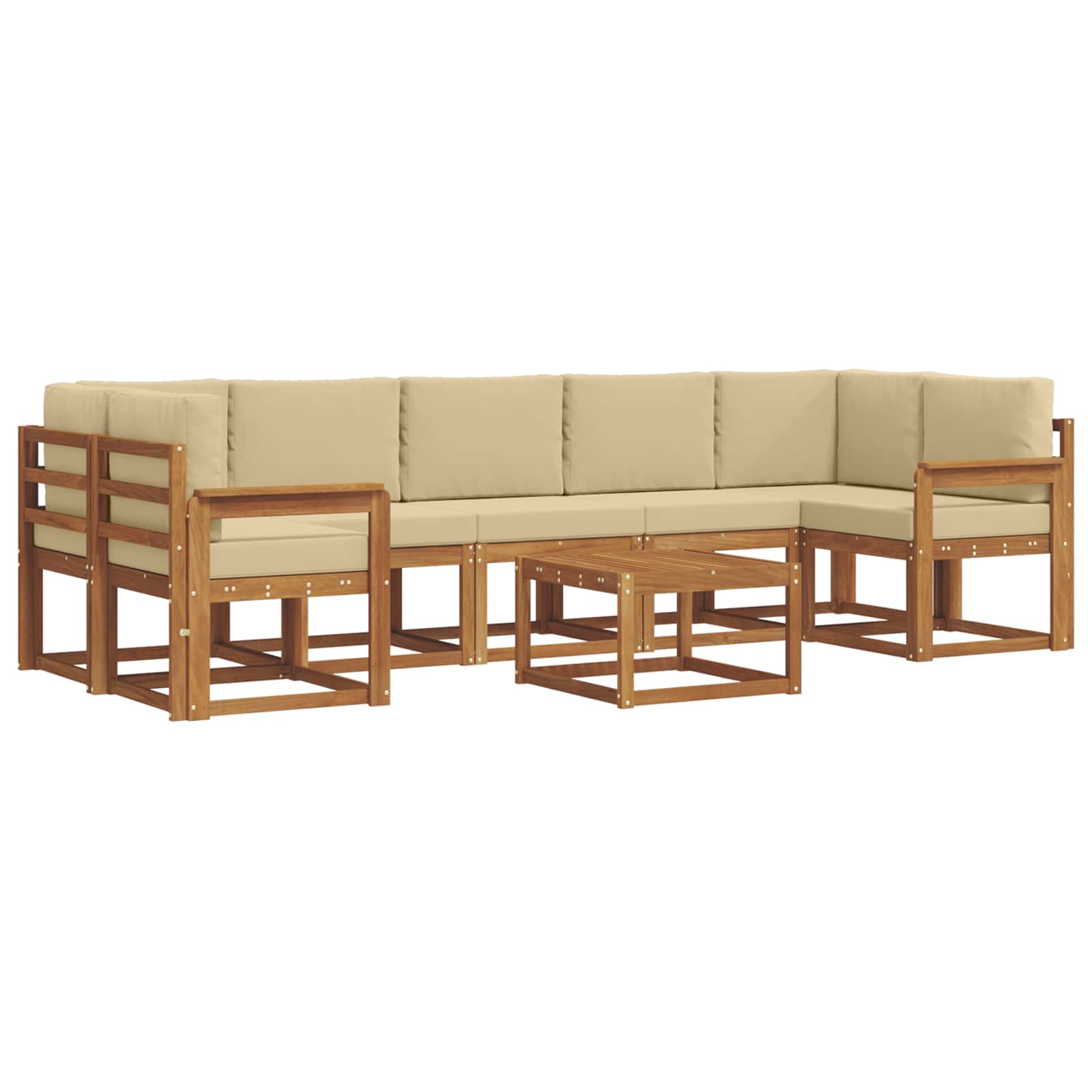 Outdoor-Sofagarnitur mit Kissen 8 pcs Natur und Beige