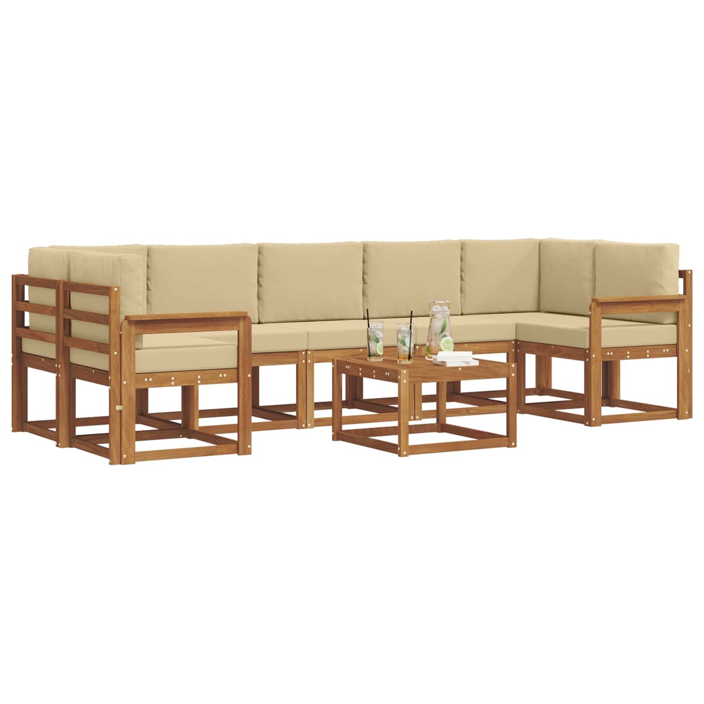 Outdoor-Sofagarnitur mit Kissen 8 pcs Natur und Beige