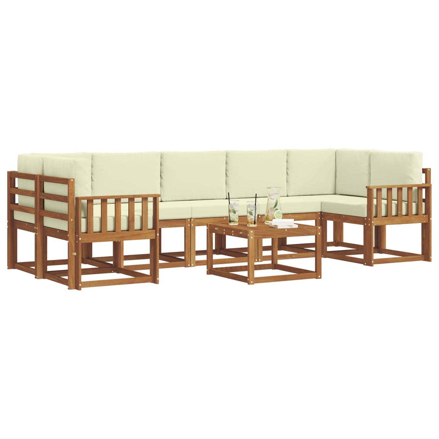 Outdoor-Sofagarnitur 8 stk. Natur und Creme